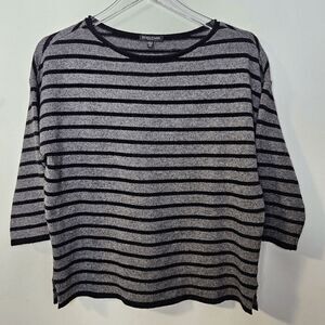 Eileen Fisher Yak/Merino Boxy Sweater Womens Black/Gray Size Medium Petite